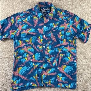 Rowdy Gentleman Hawaiian‎ Shirt Short Sleeve Button Up Parrots Men's Size Medium